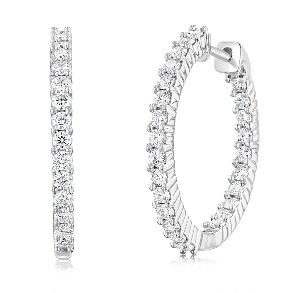 Luminesce Lab Grown Sterling Silver 1 Carat Diamond Hoop Earrings