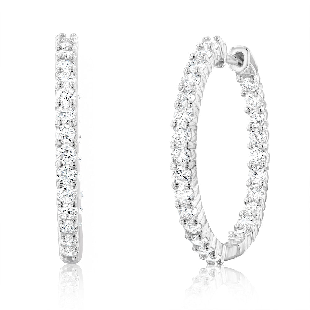 Luminesce Lab Grown Sterling Silver 2 Carat Diamond Hoop Earrings