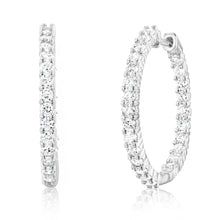 Load image into Gallery viewer, Luminesce Lab Grown Sterling Silver 2 Carat Diamond Hoop Earrings