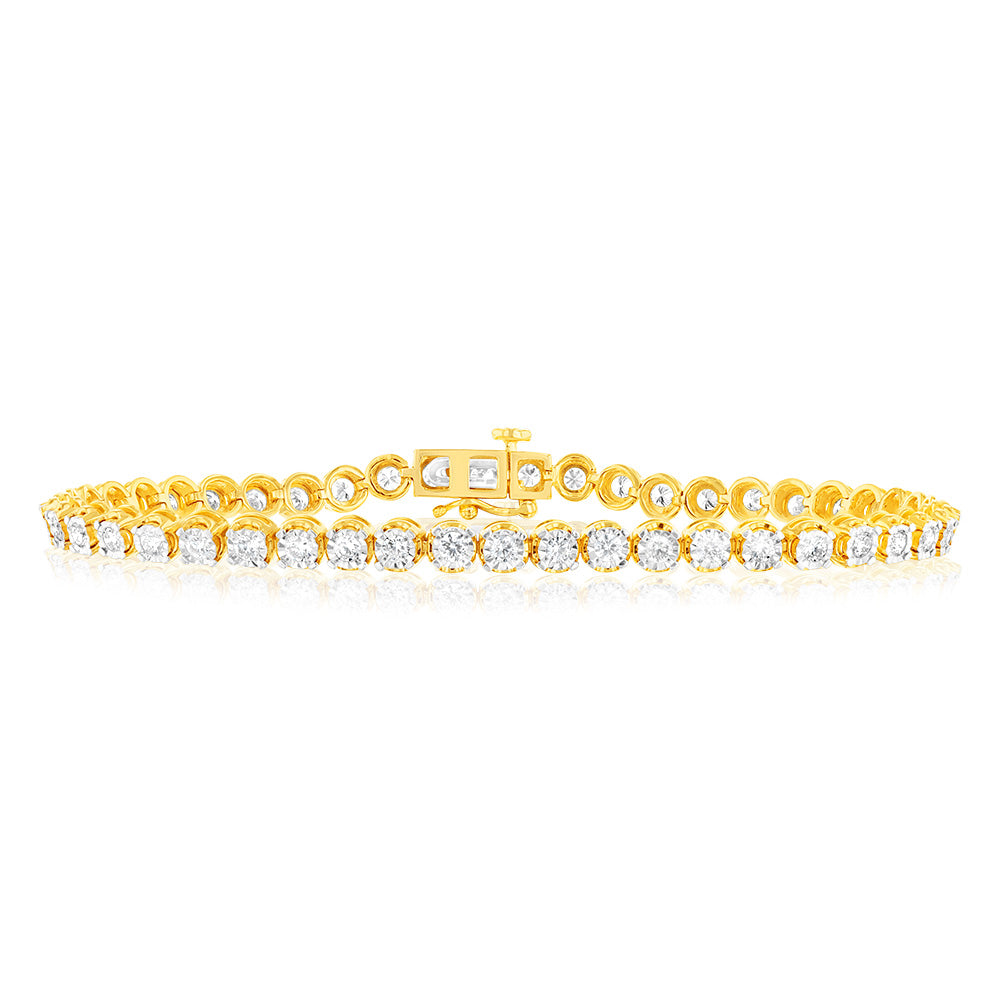 Luminesce Lab Grown 2 Carat Diamond Gold Plated Sterling Silver Bracelet