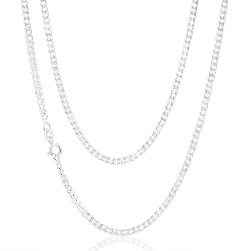 Sterling Silver 80 Gauge Diamond Cut 50cm Curb Chain