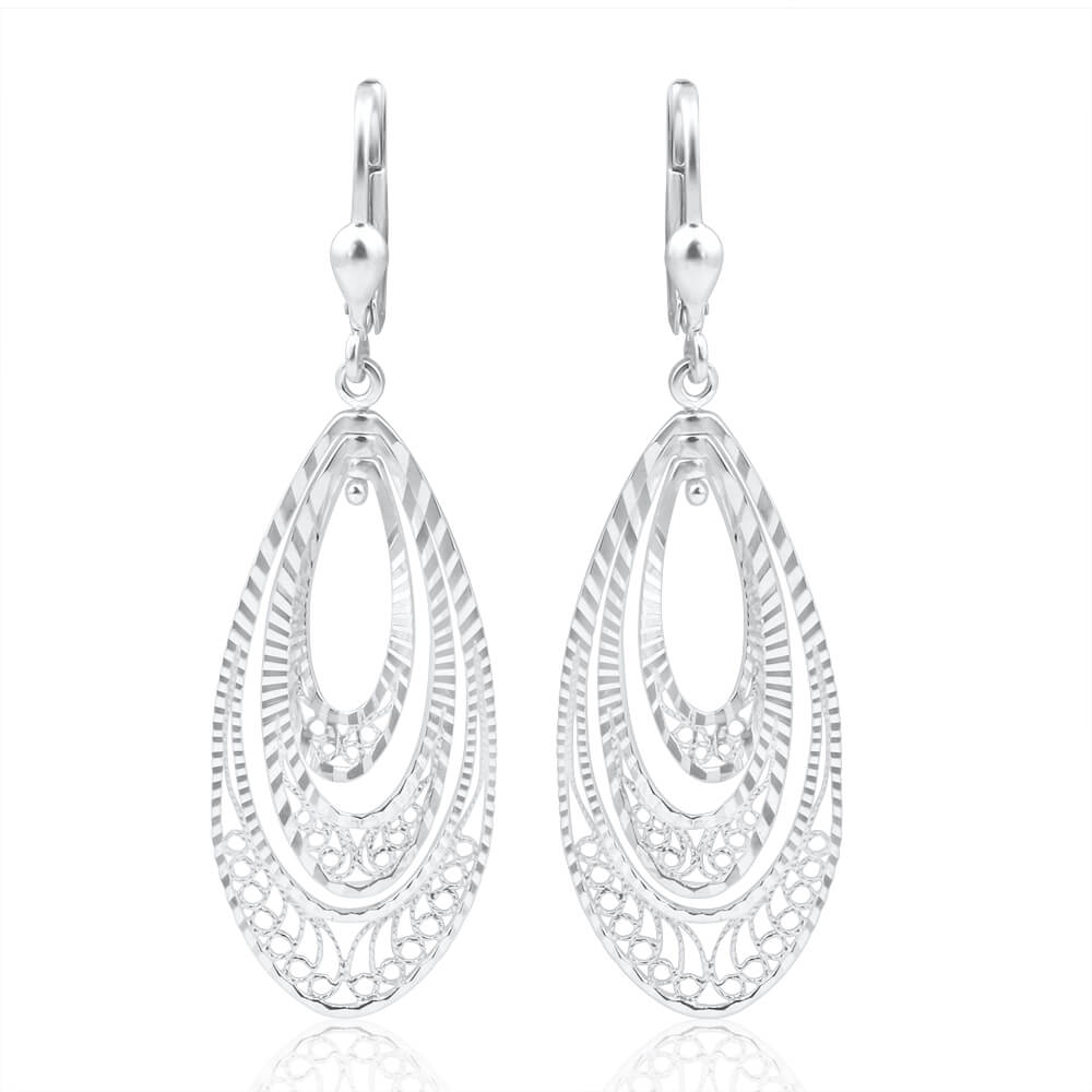 Sterling Silver Cutout Drop Earrings