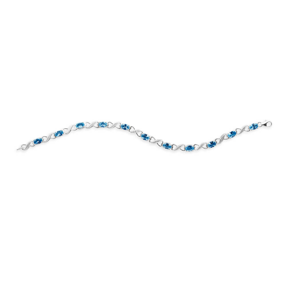 Sterling Silver Blue Cubic Zirconia + Diamond Bracelet