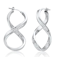 Load image into Gallery viewer, Sterling Silver Figure &quot;8&quot; Greek Hoop Earrings