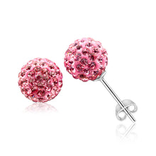 Load image into Gallery viewer, Sterling Silver Crystal Pink 8mm Stud Earrings