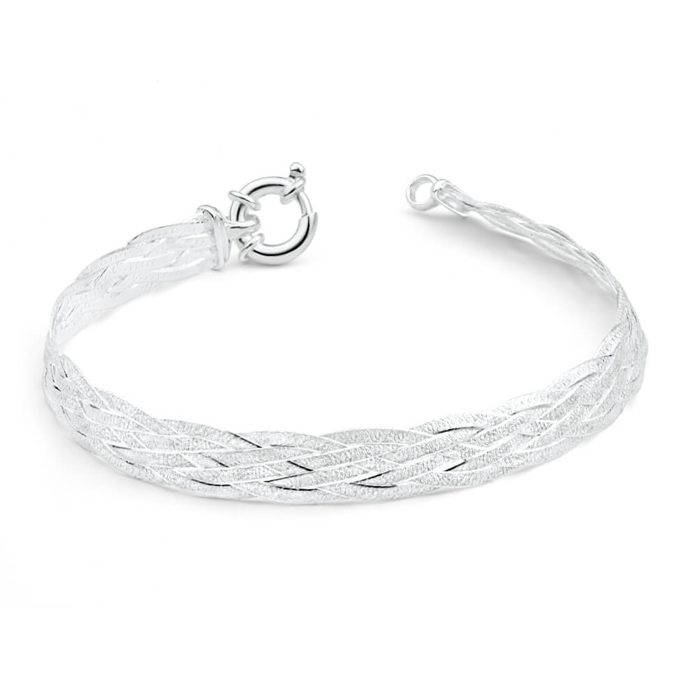 Sterling Silver Fancy Plaited Boltring Bracelet