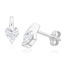 Load image into Gallery viewer, Sterling Silver Cubic Zirconia Heart 4mm Stud Earrings