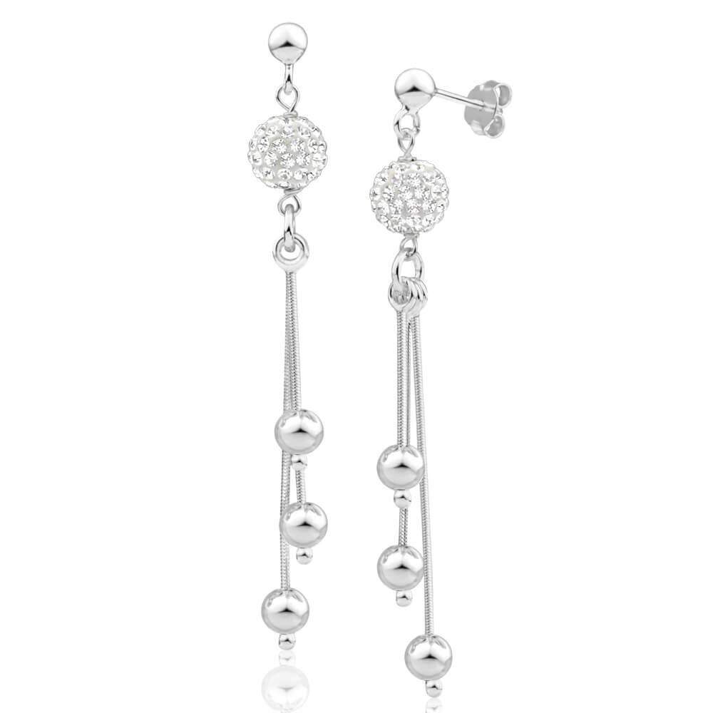 Sterling Silver Crystal Multi  Drop Earrings