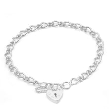 Load image into Gallery viewer, Sterling Silver Figaro 1:1 Padlock Bracelet