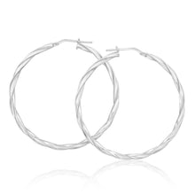 Load image into Gallery viewer, Sterling Silver 40mm Twisted Hoop Earrings