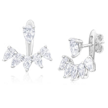 Load image into Gallery viewer, Sterling Silver Cubic Zirconia Lobe Drop Earrings