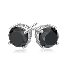 Load image into Gallery viewer, Sterling Silver 2 Carat Black Diamond Stud Earrings