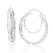 Load image into Gallery viewer, Sterling Silver 25mm Glitter Hoop Earrings