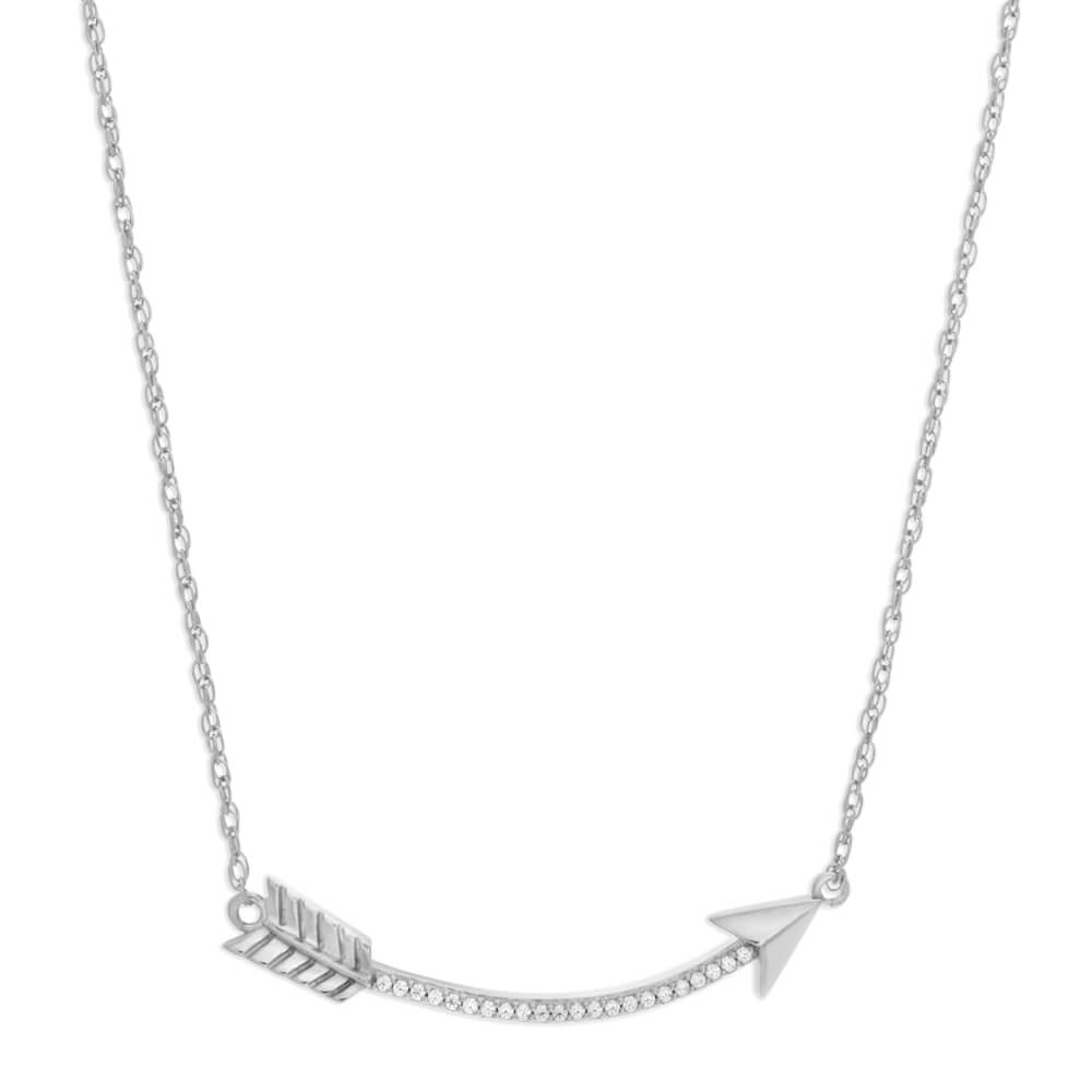 Sterling Silver Cubic Zirconia Curved Arrow Chain