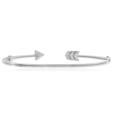 Load image into Gallery viewer, Sterling Silver Cubic Zirconia Curved Arrow Bangle