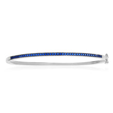 Load image into Gallery viewer, Sterling Silver Created Sapphire Bangle