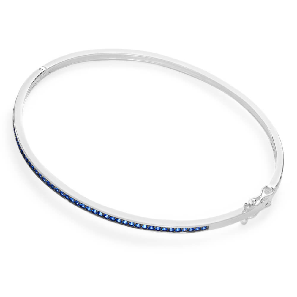 Sterling Silver Created Sapphire Bangle