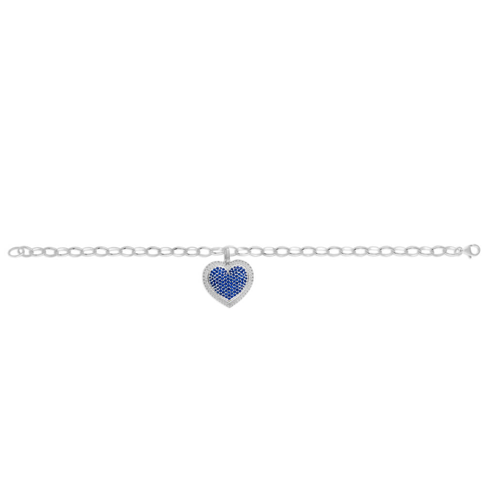 Sterling Silver Created Sapphire + Cubic Zirconia Bracelet