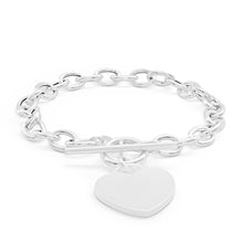 Load image into Gallery viewer, Sterling Silver Fancy Heart Charm T Bar Bracelet