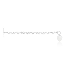 Load image into Gallery viewer, Sterling Silver Fancy Heart Charm T Bar Bracelet