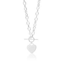 Load image into Gallery viewer, Sterling Silver Fancy Heart Charm T Bar Chain 45cm