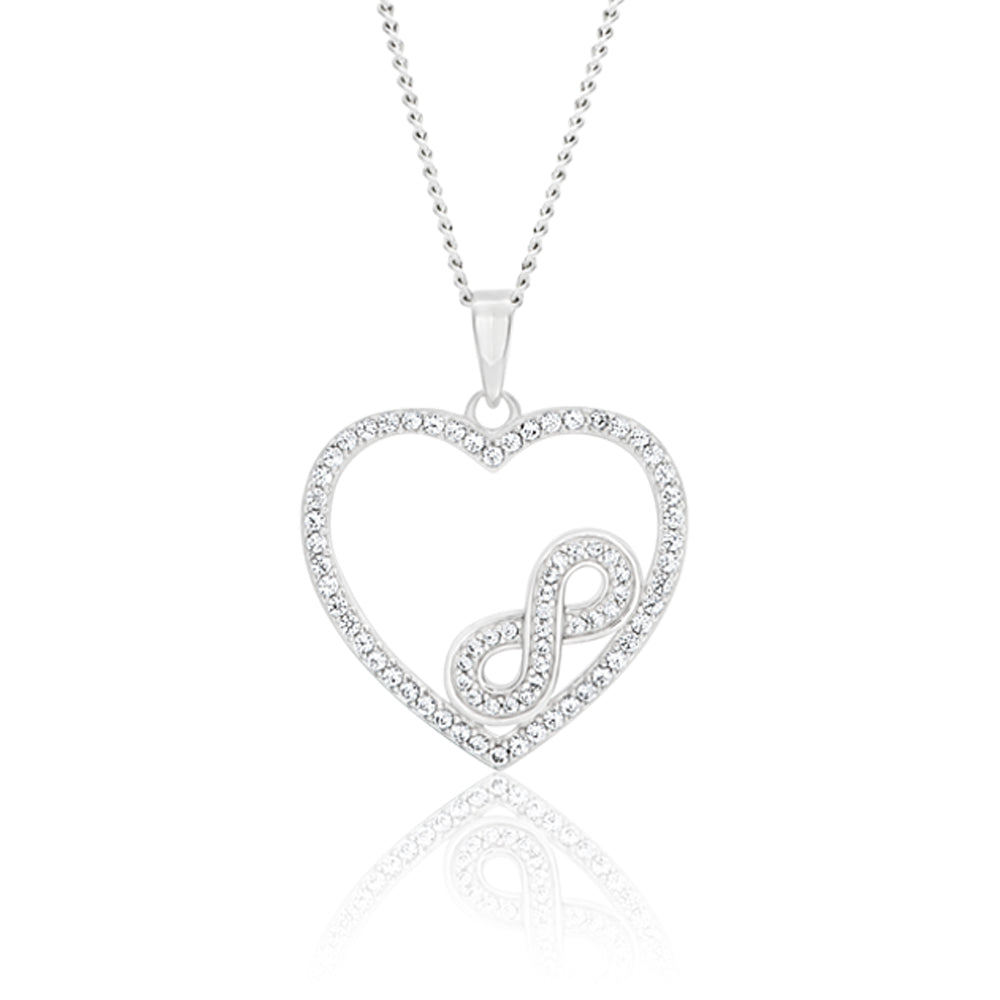 Sterling Silver Cubic Zirconia Heart Infinity Pendant