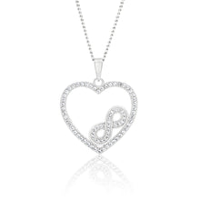 Load image into Gallery viewer, Sterling Silver Cubic Zirconia Heart Infinity Pendant