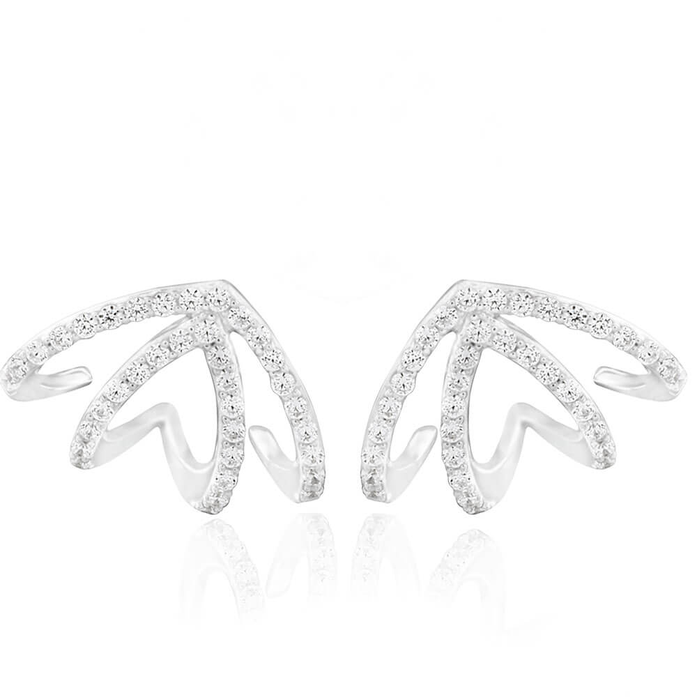 Sterling Silver Cubic Zirconia Jackets Stud Earrings