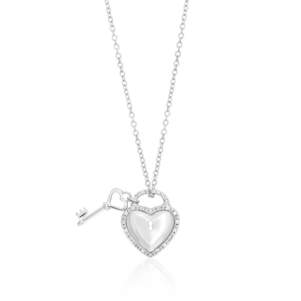 Sterling Silver Diamond Pedia Pendant With 45cm Chain