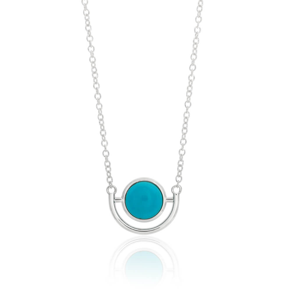 Sterling Silver Created Turquoise Pendant With 45cm Chain