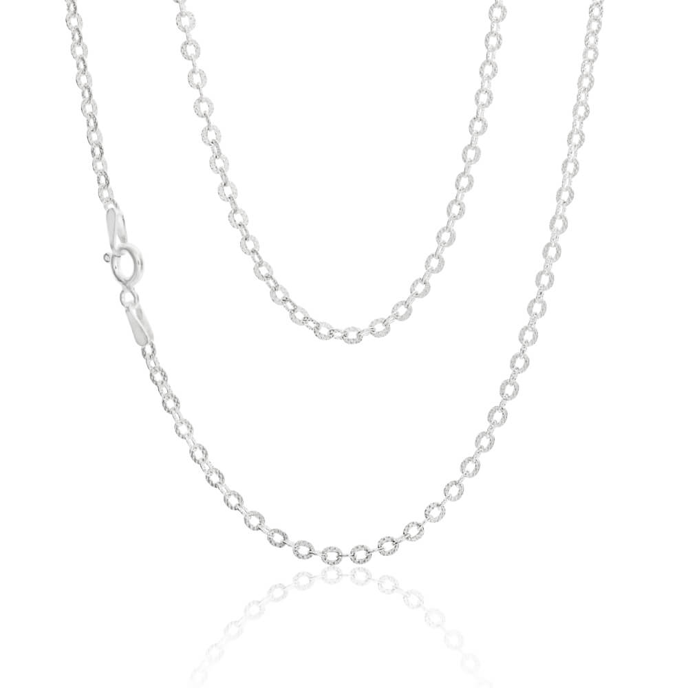 Sterling Silver Fancy Diamond Cut 45cm Chain