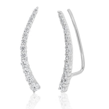 Load image into Gallery viewer, Sterling Silver Cubic Zirconia Curved Ear Climber Earrings