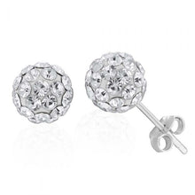 Load image into Gallery viewer, Sterling Silver Crystal White Ball Stud Earrings