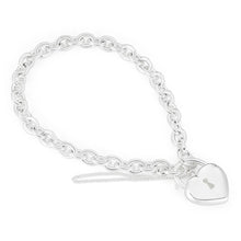 Load image into Gallery viewer, Sterling Silver Belcher Puff Heart Packlock 19cm Bracelet