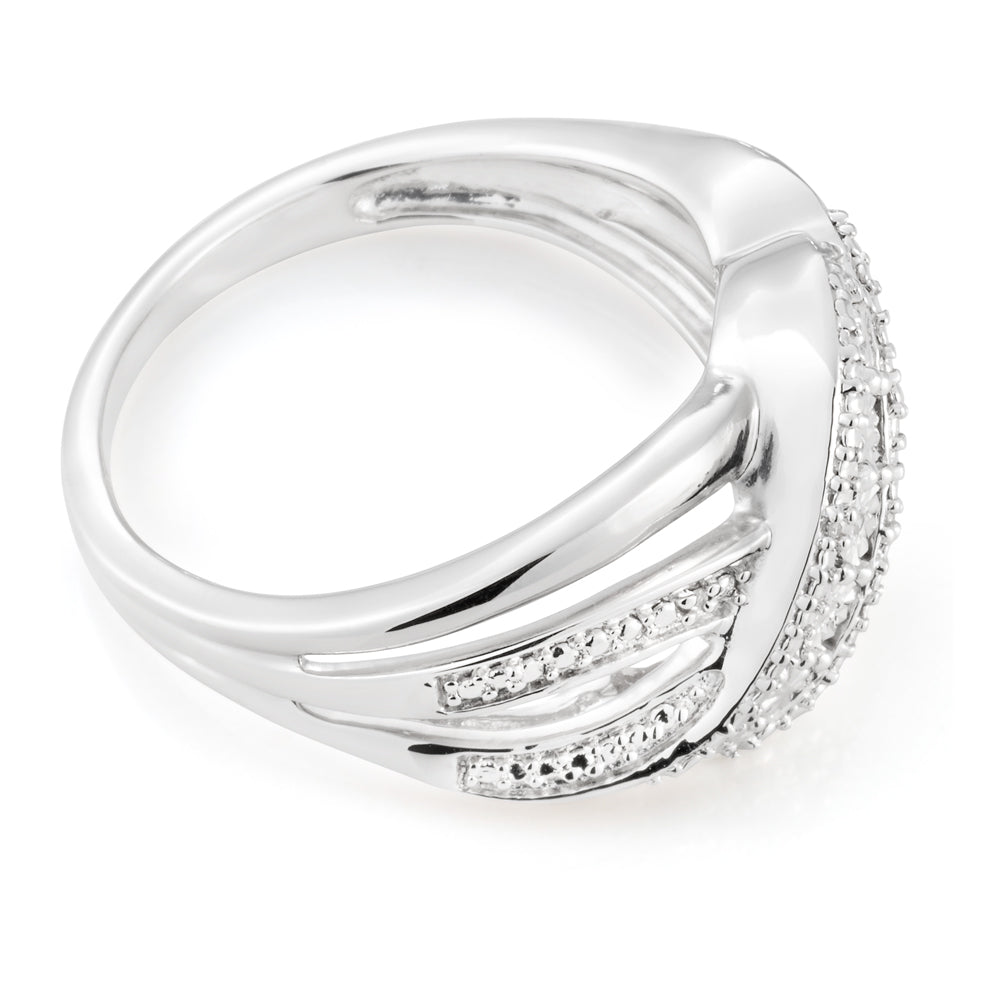 Sterling Silver Diamond Ring with 5 Brilliant Cut Diamonds