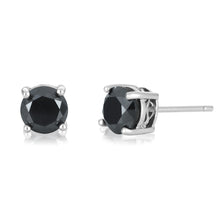 Load image into Gallery viewer, Black Diamond Sterling Silver Diamond Stud Earrings (TW=1.5CT)