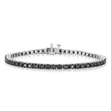 Load image into Gallery viewer, 3.30 Carat Black Diamond 18cm Tennis Bracelet in Sterling Silver