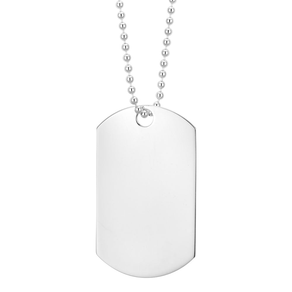 Sterling Silver Dog Tag PE With 60cm Chain SS