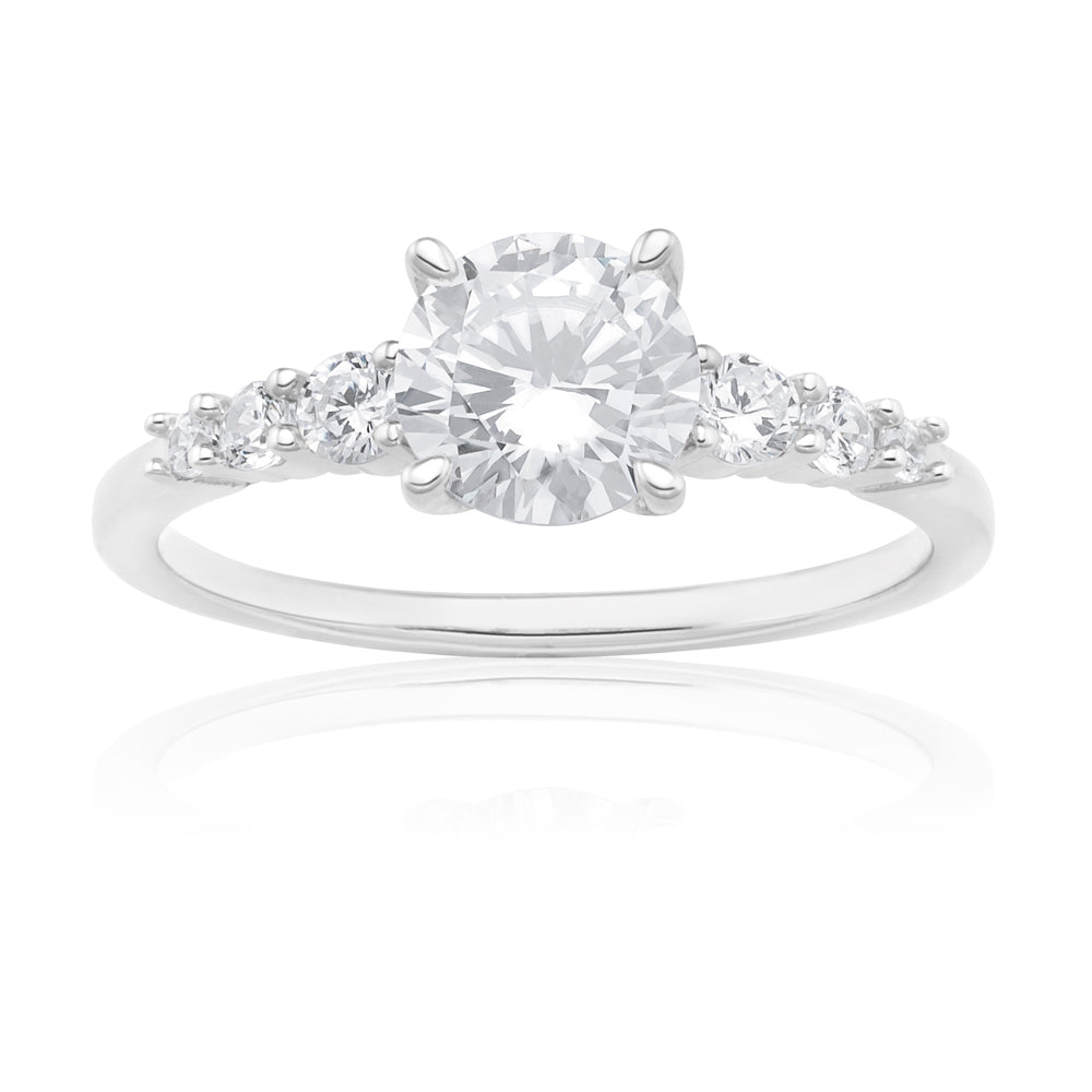 Sterling Silver Cubic Zirconia Round Ring