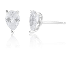 Load image into Gallery viewer, Sterling Silver Cubic Zirconia Pear Studs