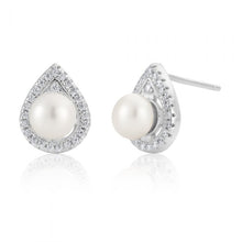 Load image into Gallery viewer, Sterling Silver Freshwater Pearl and Zirconia Studs