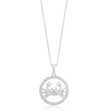 Load image into Gallery viewer, Sterling Silver Cubic Zirconia Cancer Horoscope Round 19mm x 26mm Pendant