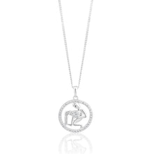 Load image into Gallery viewer, Sterling Silver Cubic Zirconia Aquarius Horoscope Round 19mm x 26mm Pendant