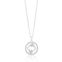 Load image into Gallery viewer, Sterling Silver Cubic Zirconia Pisces Horoscope Round 19mm x 26mm Pendant