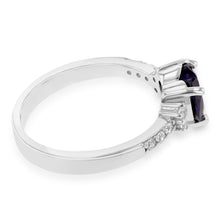 Load image into Gallery viewer, Sterling Silver Purple and White Zirconia Heart Ring