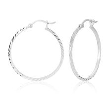 Load image into Gallery viewer, Sterling Silver 30mm Fancy Hoop Earrings