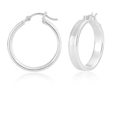 Load image into Gallery viewer, Sterling Silver 25mm Flat Edge Hoop Earrings