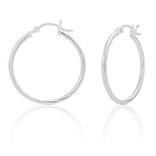 Load image into Gallery viewer, Sterling Silver 30mm Twist Hoop Earrings