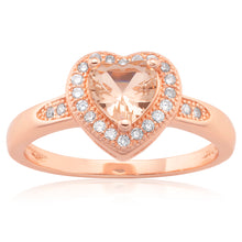 Load image into Gallery viewer, Sterling Silver and Rose Plated Heart Crystal and Zirconia Ring  *No Resize*