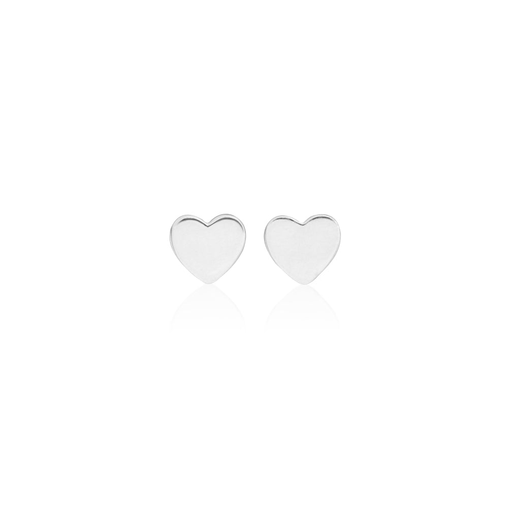 Sterling Silver Plain Heart Stud Earrings